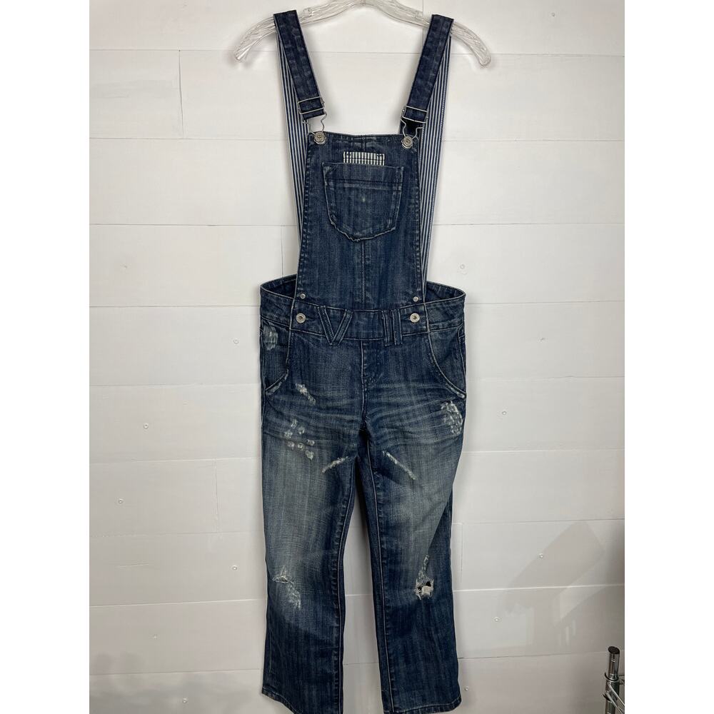 Miss Me Distressed Overalls Size 25 NWOT Railroad Hickory Stripe Cropped